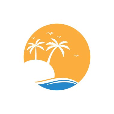 Palmiye ağacı logo şablonu vektör çizimi