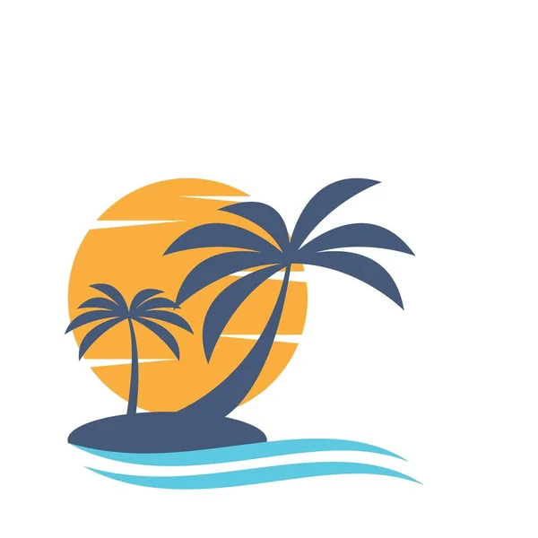 Palm Boom Zomer Logo Template Vector Illustratie — Stockvector