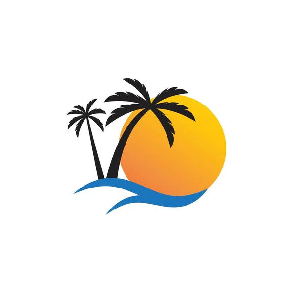 Palmera Verano Logo Plantilla Vector Ilustración — Vector de stock