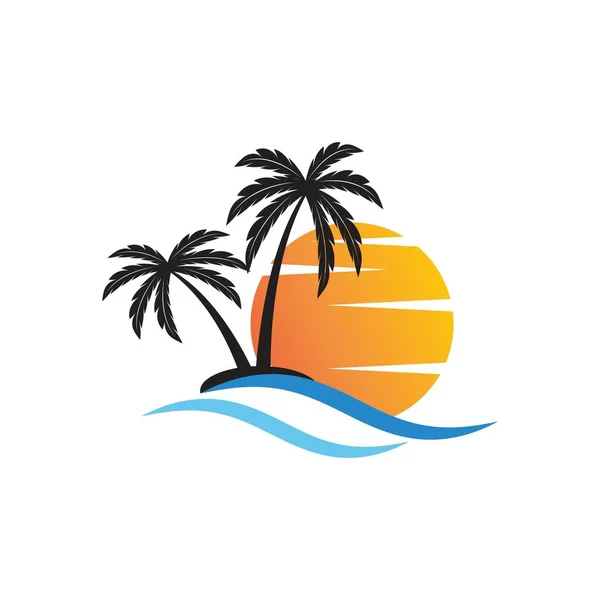 Palmera Verano Logo Plantilla Vector Ilustración — Vector de stock