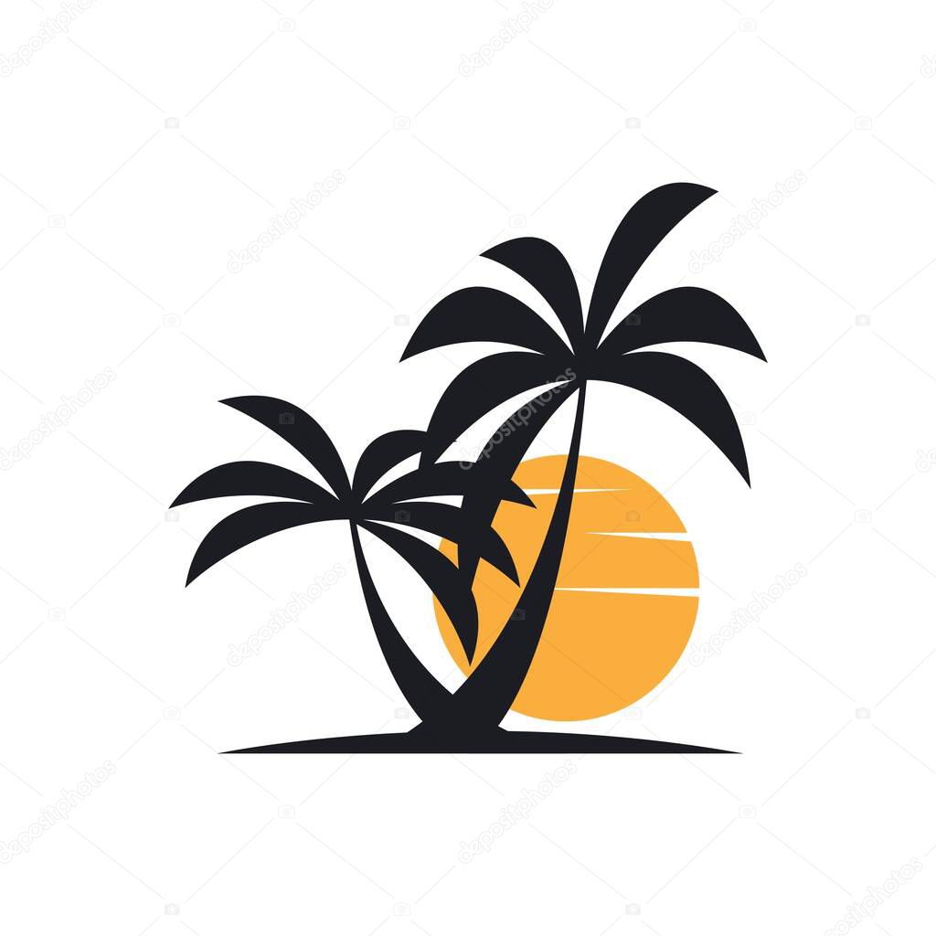 Palm tree summer logo template vector illustration