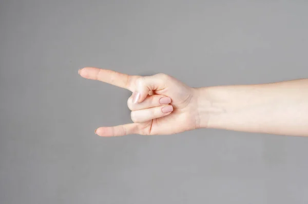 Hand drawn hand gesture rock goat. Hands with rock fingers up. Informal hand emotions. Isolated over white background. Alpha. — Stock Photo, Image