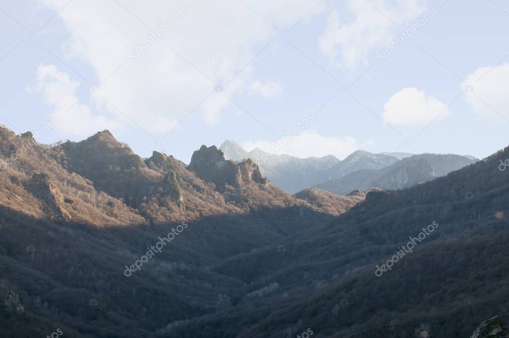 The mountainous landscape of the North Caucasus