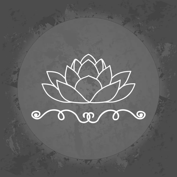 Lotus sur fond vintage gris. Minimalisme. Icône, logo . — Image vectorielle