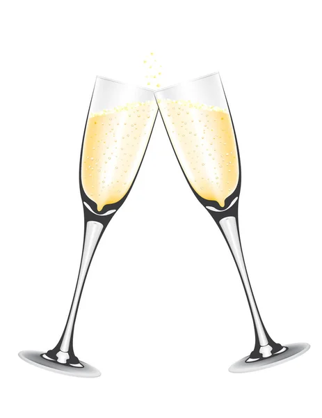 Zwei Champagner im Glasvektor — Stockvektor