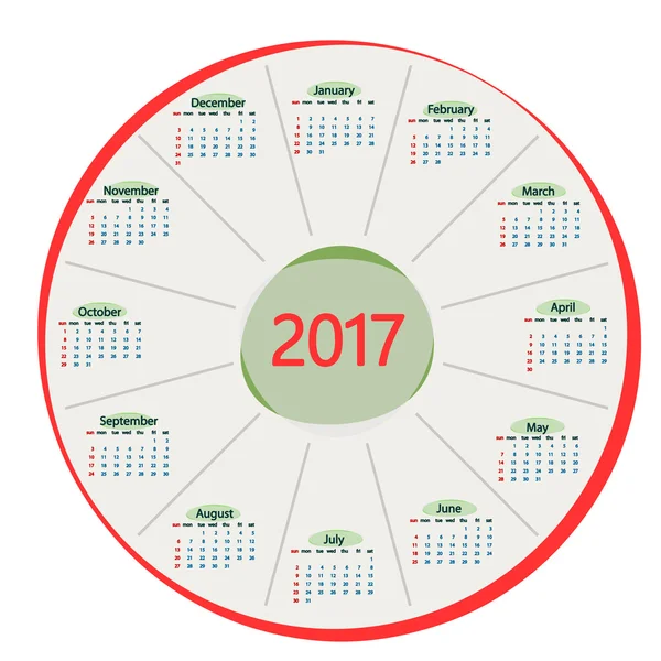 Round the calendar in 2017. — ストックベクタ