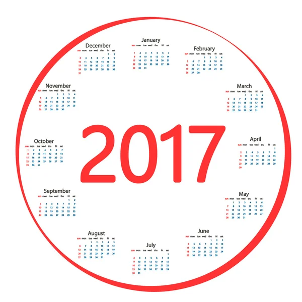 轮到 2017 年的日历. — 图库矢量图片