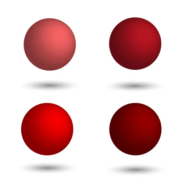 3d 球面。不同的红色色调的现实球一套. — 图库矢量图片