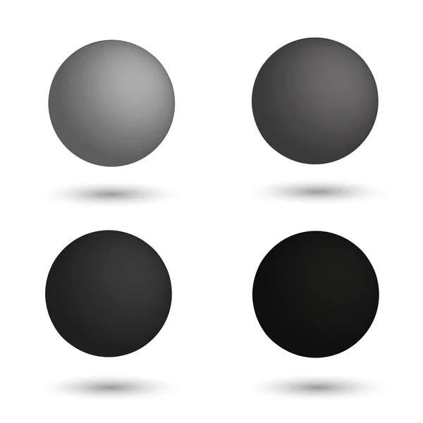 Esfera 3D. Conjunto de bolas realistas de diferentes tons de cinza. — Vetor de Stock