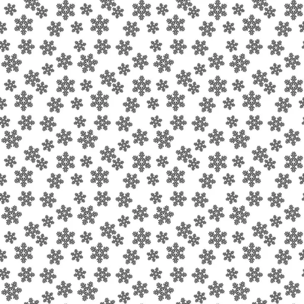 Sömlös bakgrund-svart kontur snöflingor på en vit — Stock vektor