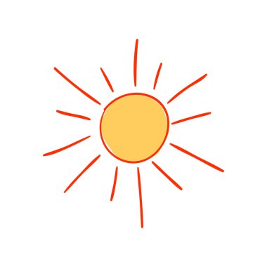 Güneş çizilmiş. Vektör