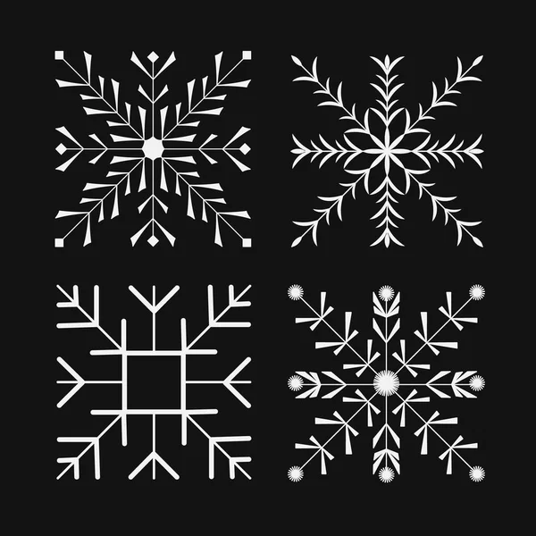 Fijar copo de nieve cuadrado. Icono plano. Vector — Vector de stock