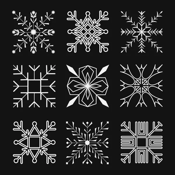 Set square snowflake. Flat icon. Vector — Stock Vector