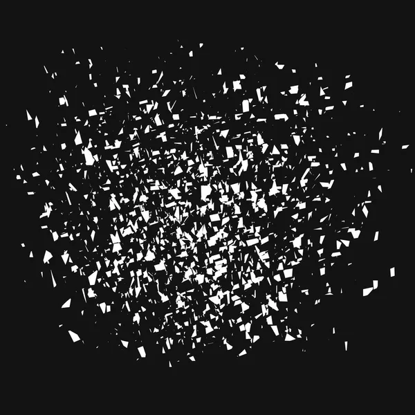 Explosion. Éclats de l’explosion. Les fragments de blanc sur fond noir. Vector — Image vectorielle