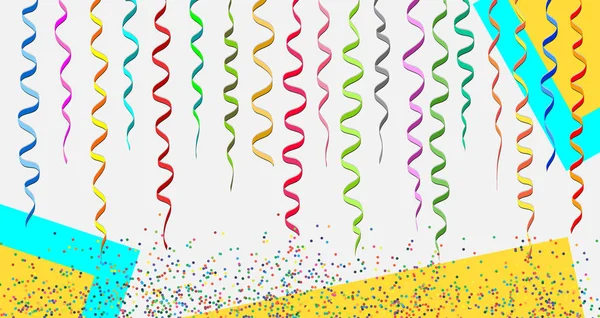 Mnoho padající barevné konfety malé a izolované na bílém pozadí pásu karet. Vektor. Více barevných — Stockový vektor