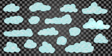 Çizgi film bulutlar siyah bir zemin üzerine kümesi