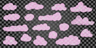 Çizgi film bulutlar siyah bir zemin üzerine kümesi