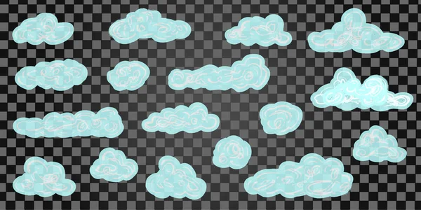 Çizgi film bulutlar siyah bir zemin üzerine kümesi