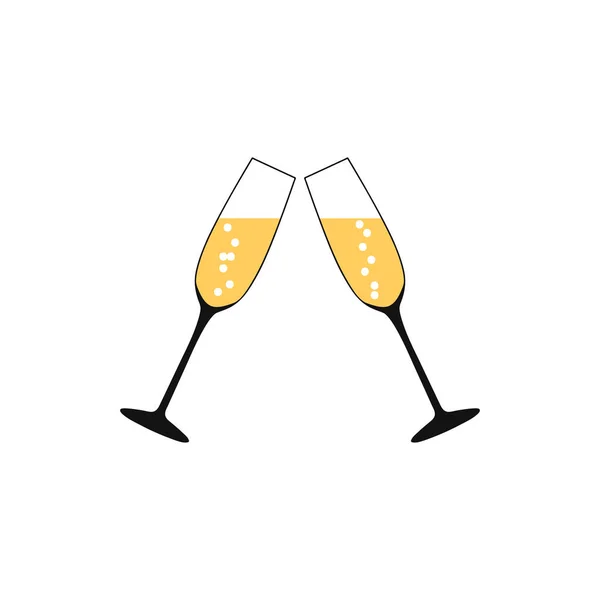 Pair of champagne glasses, set of sketch style vector illustration isolated on white background. — Stock Vector