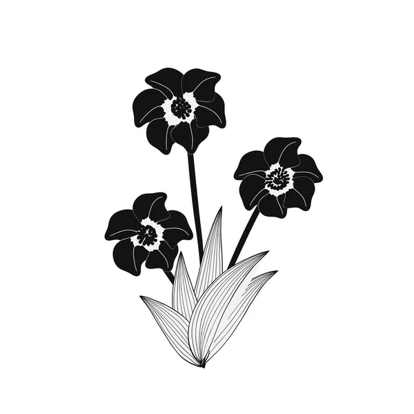 Ilustración de ramo de flores negras silvestres — Vector de stock
