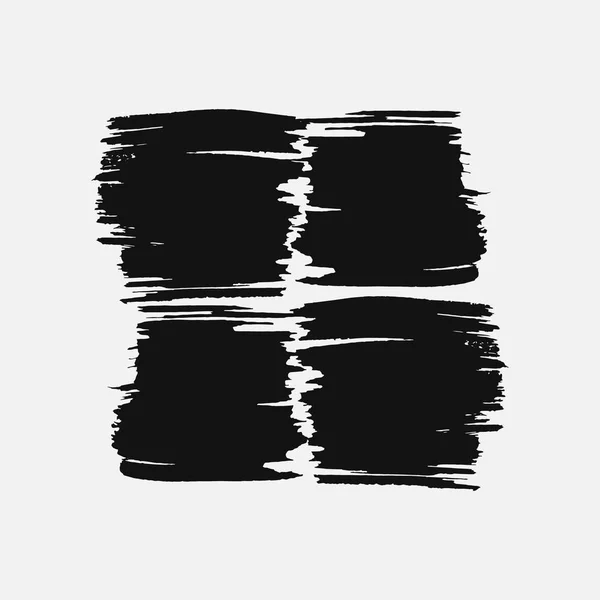 Frottis épais noir abstrait de peinture isolé sur un fond blanc — Image vectorielle