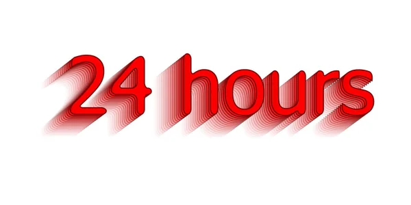 24 horas. Cerque a frase na figura do texto. 24 horas por dia. Ilustração vetorial de cor vermelha —  Vetores de Stock