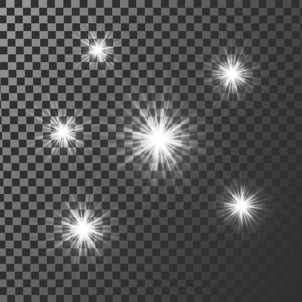 Wit gloeiende licht barsten explosie met transparante. Vectorillustratie voor cool effect decoratie ray sparkles. — Stockvector