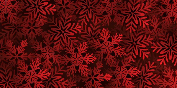 Fondo rojo oscuro con grandes copos de nieve rojos. Vector — Archivo Imágenes Vectoriales