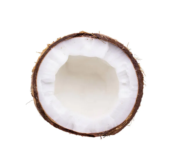 Coco. Meio coco isolado sobre fundo branco . — Fotografia de Stock