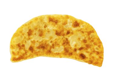 Etli kızarmış turta. Beyaz bir arkaplanda izole edilmiş.