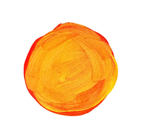 Ein Runder Fleck Scharlachroter Farbe Helle Acrylfarbe Pinselstrich Textur Isoliert — Stockfoto