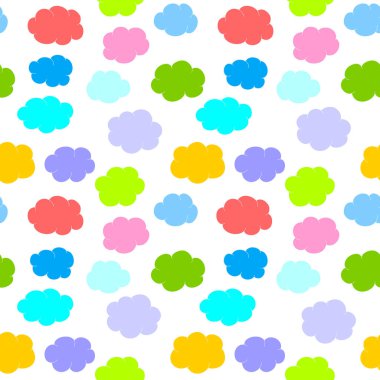 Şeffaf bir arkaplanda renkli bulutlar. Kusursuz bir geçmişi var. Vektör illüstrasyonu