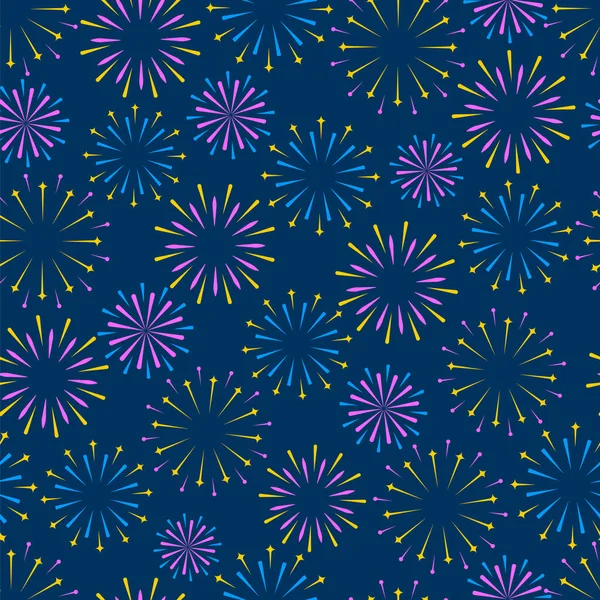 Fond Vectoriel Sans Couture Feu Artifice Festif Lumières Colorées Pétard — Image vectorielle