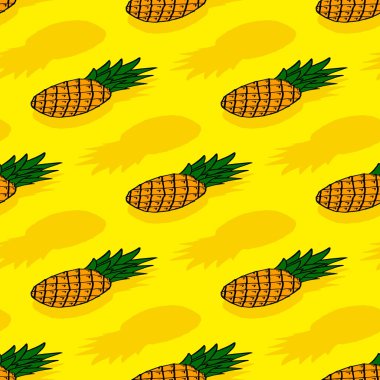 Kusursuz, yeşil yapraklı, olgun, sarı ananas deseni..