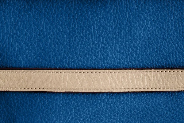 Trendy Colore Classico Cinturino Pelle Blu Ecru Dettaglio Primo Piano — Foto Stock
