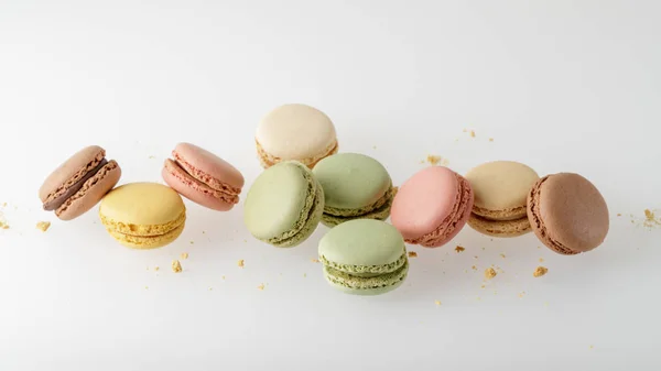 French Sweet Macarons Light Neutral Background Copy Space — Stock Photo, Image