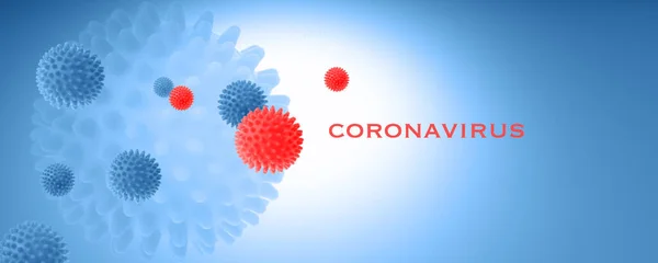 Coronavirus Covid 19概念 带有复制空间的经典蓝色背景三维插图 — 图库照片