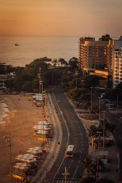 Väg Vid Stranden Rio Brasilien Soluppgång — Stockfoto