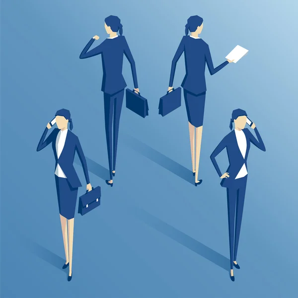 Set di donne d'affari isometriche — Vettoriale Stock
