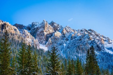 Dağ tepe Pisana glade, üzerinden Koscieliska Vadisi kış, Tatr