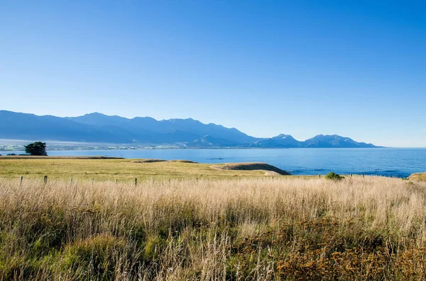 Mooie landschapsmening vanuit het oogpunt van punt Kean, Kaikoura, Nieuw-Zeeland. — Stockfoto