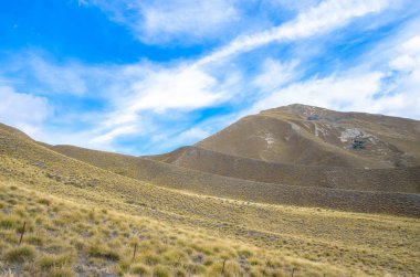 South Island, Yeni Zelanda görünümünde Lindis Pass.