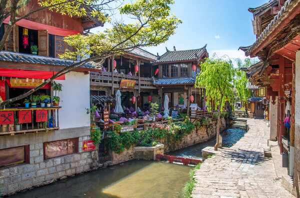 Scenic view of the Old Town of Lijiang in Yunnan, China. 