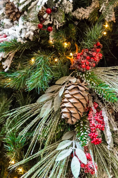 Gros Plan Décoration Sur Sapin Noël — Photo