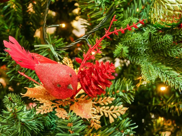 Gros Plan Décoration Noël Sur Sapin Noël — Photo