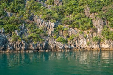 Güzel rock Island Halong Bay, Vietnam.It güzel bir doğa harikası Çin sınırında Kuzey Vietnam görülmektedir.