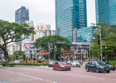 Kuala Lumpur, Malezya - Şubat 7,2017: Brickfields Little India Kuala Lumpur yoğun trafikte görünümünü. Bu genellikle yerli yanı sıra turistler kalabalık.
