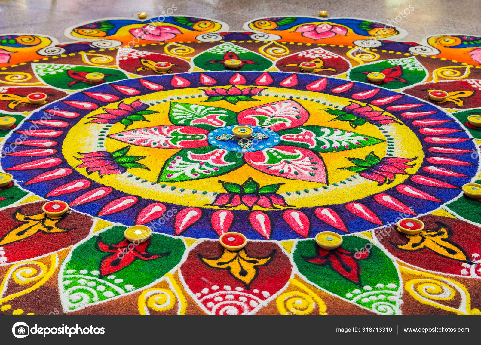 Beautiful Colorful Indian Traditional Rangoli Decoration Diwali ...