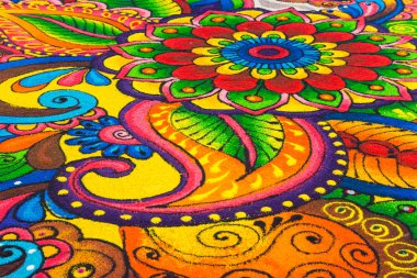 Beautiful colorful Indian traditional rangoli decoration for Diwali or Deepavali celebration clipart