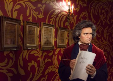 Ludwig van Beethoven wax figure display at Madame Tussauds Museum,Siam Discovery in Bangkok Thailand. clipart